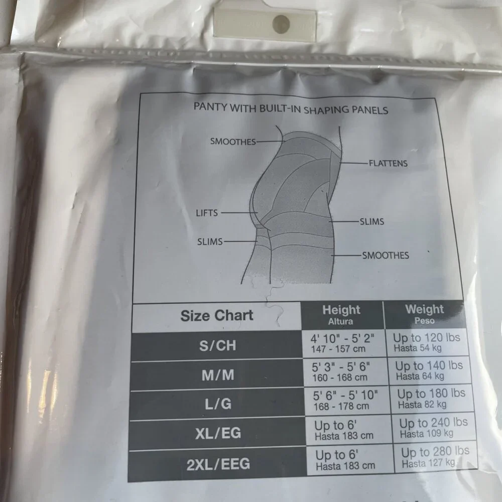2 Shaper Tights Shapewear Size M Nude & Black Smoothes Shapes Tummy Control